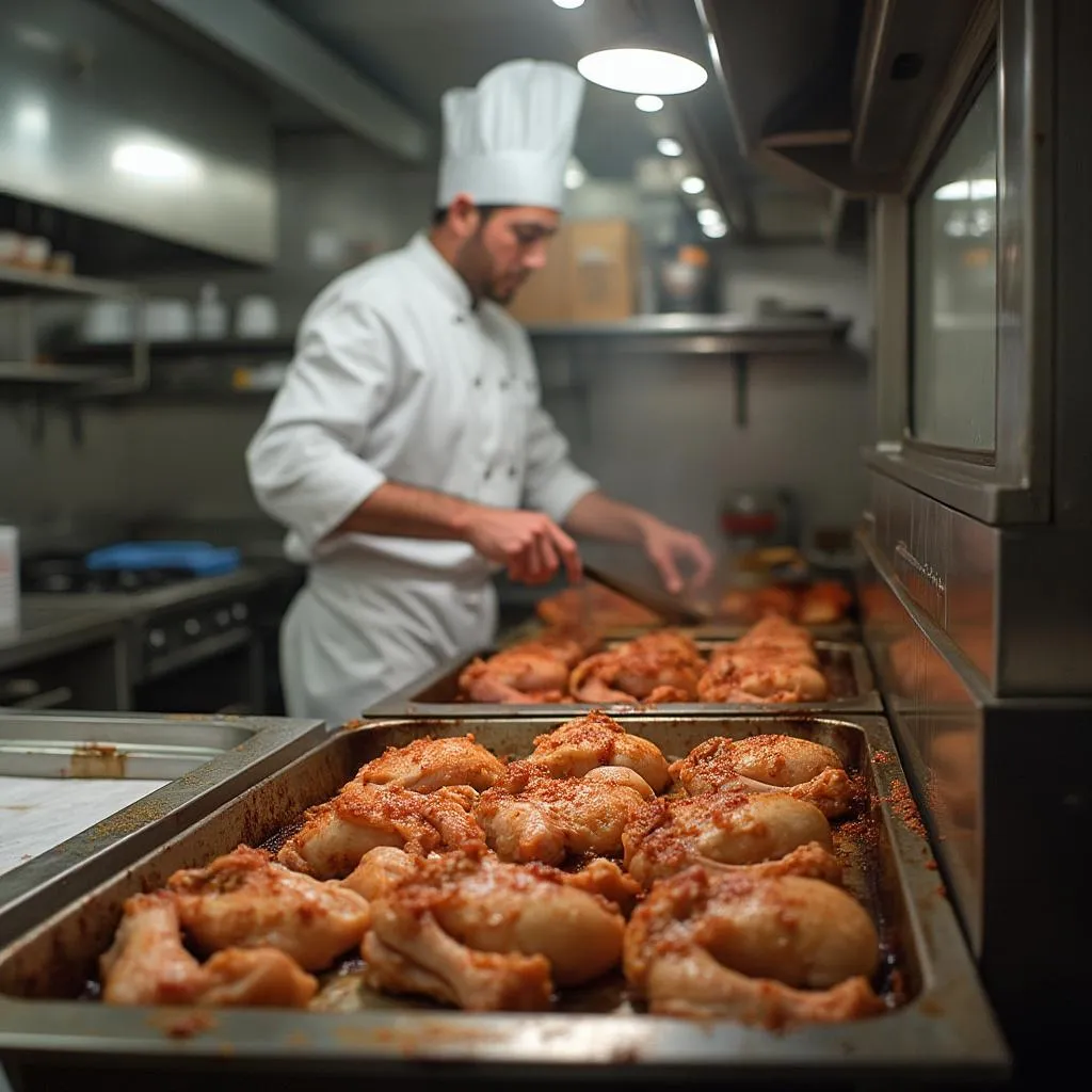 Chef de Chicken Road preparando pollo