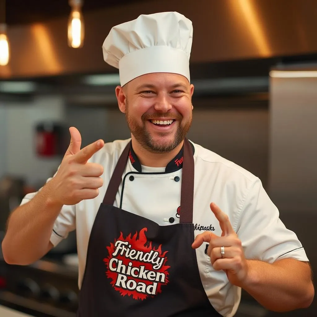 Chef de Chicken Road dando un consejo